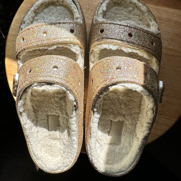 Gold Glitter CROCS lined sandals. Worn maybe once - perfect condition. - Picture 5 of 6